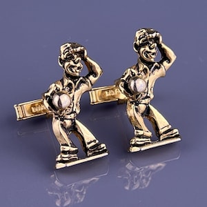Bowling Bowler Cufflinks Gold Plated Figural Competition League Vintage