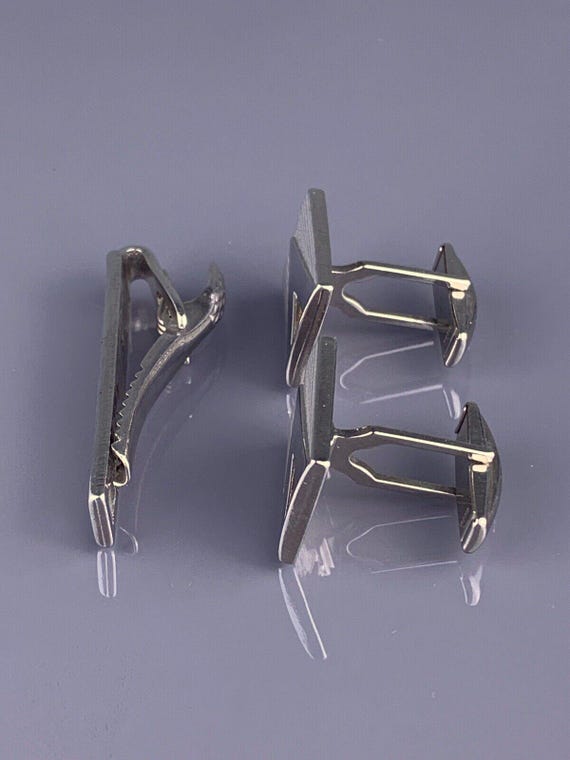 Modernist Open Triangle Lines Cufflinks Tie Clip … - image 4
