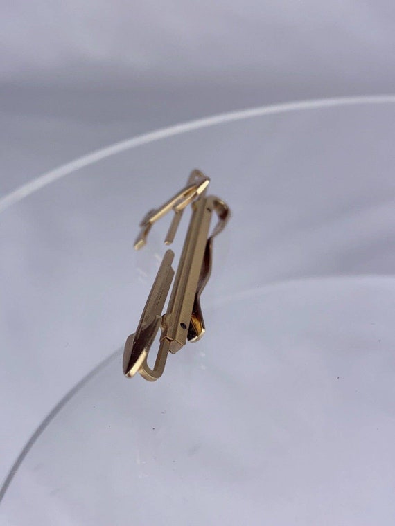 L Initial Gold Tone Tie Clip Bar Arrow Wide Hicko… - image 5