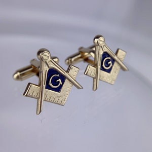 Freemason Masonic Compass Cufflinks Detailed Gold Tone Anson Vintage