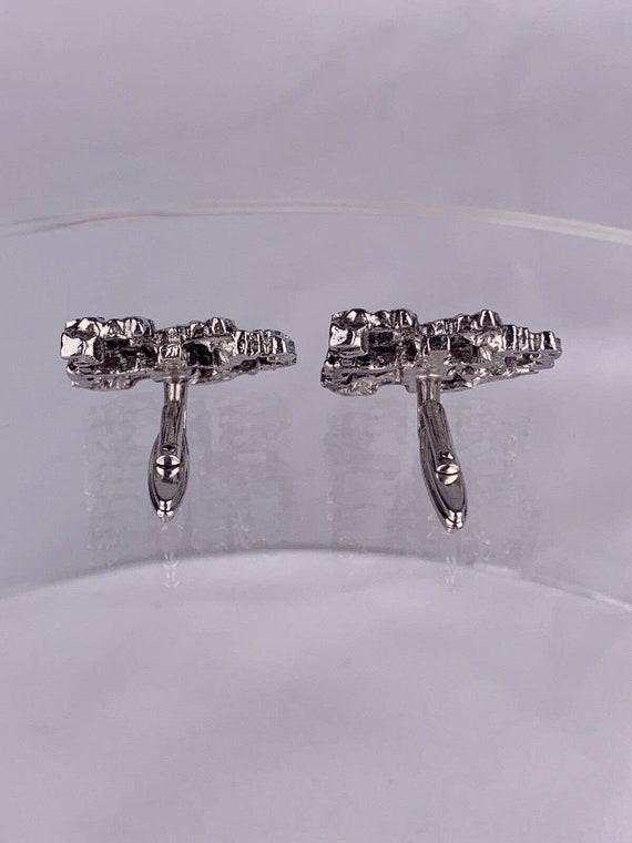 Brutalist Interlocking Squares Cufflinks Silver T… - image 3