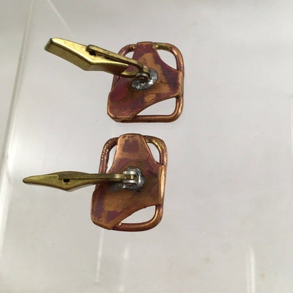 Copper Frame Triangle Abstract Cufflinks Modernis… - image 7