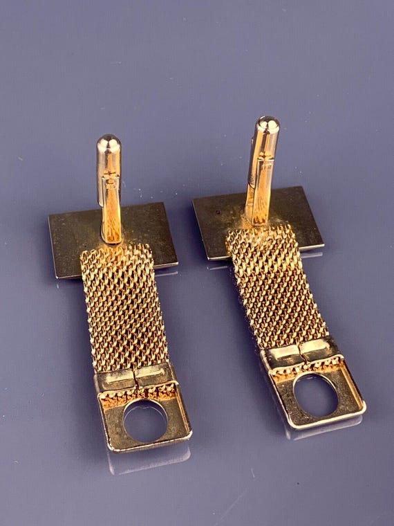 D Initial Cursive Font Cufflinks Wrap Around Gold… - image 7