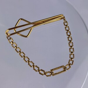 Decorative Cable Chain 12k Gold Plated Tie Clip Bar Art Deco Style Swank Vintage