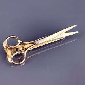 Schere Krawattenklammer Bar zweifarbig Gold Silber Swank Hairstylist Barber Tailor VTG