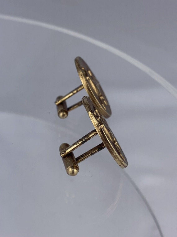 Boutons De Manchette Vintage Plaqué Or - Motif Cheval Et Cavalier - Bijou Ancien Unique
