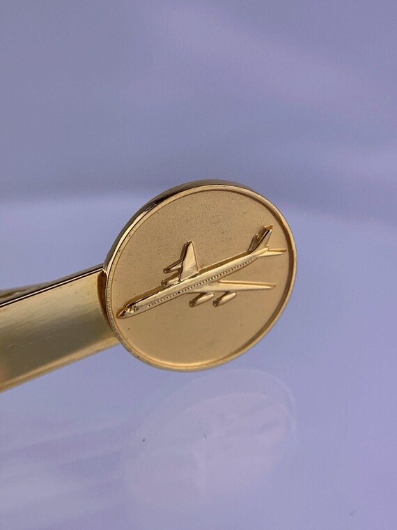 Airplane Aeroplane 14k Gold Plated Tie Clip Bar A… - image 3