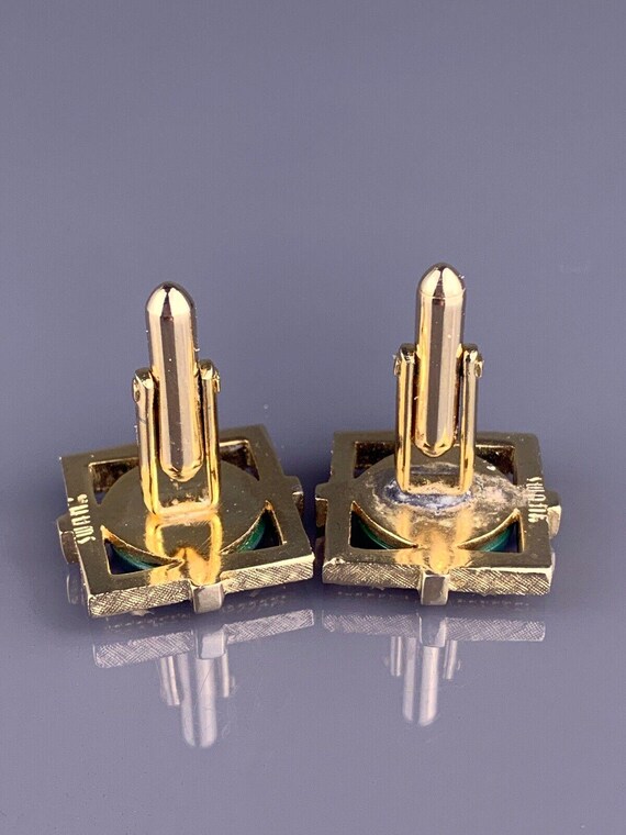 グリーン ジェイド ネフライト ストーン カフスボタン ゴールド メッキ