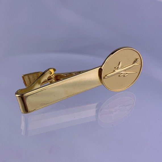 Airplane Aeroplane 14k Gold Plated Tie Clip Bar A… - image 1