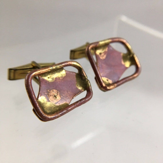 Copper Frame Triangle Abstract Cufflinks Modernis… - image 1