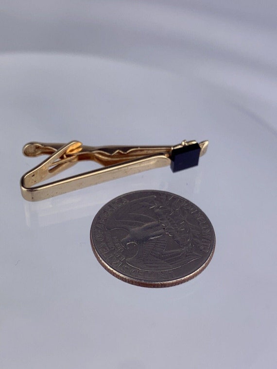 Simple Black Obsidian Glass Gold Plated Tie Clip … - image 7