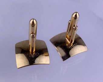 Boutons De Manchette Vintage En Cristal Et Laiton Doré - Style Edwardian - Occasion