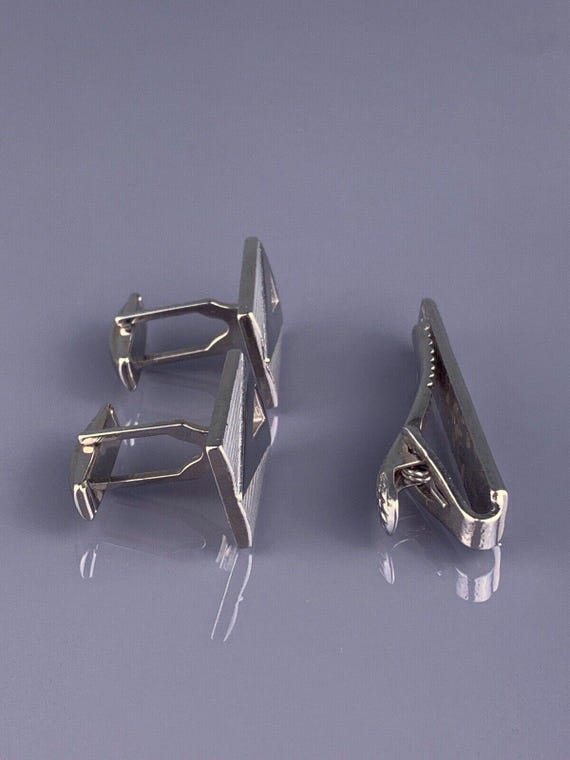 Modernist Open Triangle Lines Cufflinks Tie Clip … - image 2