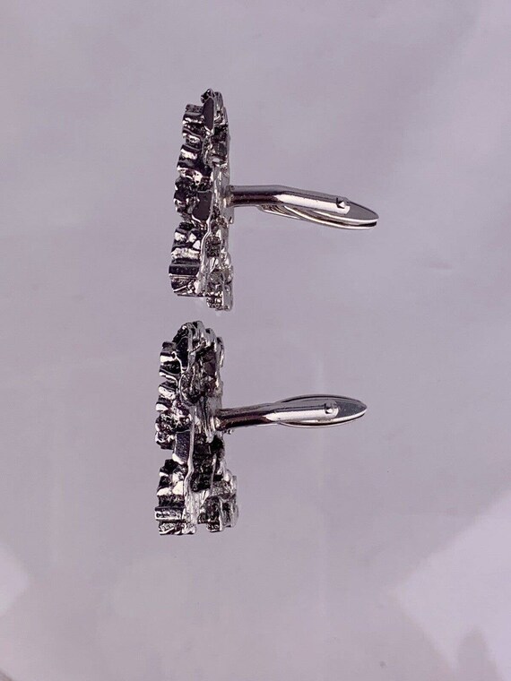 Brutalist Interlocking Squares Cufflinks Silver T… - image 5