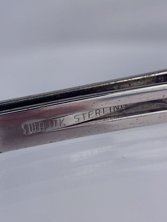 Atomic Sterling Silver Tie Clip Bar Rhinestone Mi… - image 9