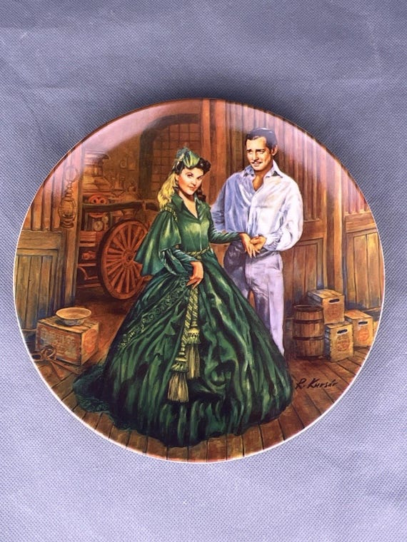 Gone with the Wind Collection Plate Scarletts Green Dress Rhett 1984 Knowles COA Gone with the Wind Collection Plate Scarletts Green Dress Rhett 1984 Knowles COA