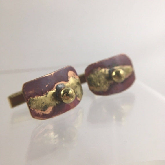 Copper Gold Square Abstract Cufflinks Ball Mixed M