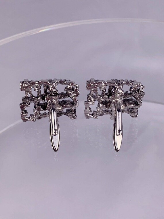 Brutalist Interlocking Squares Cufflinks Silver T… - image 6