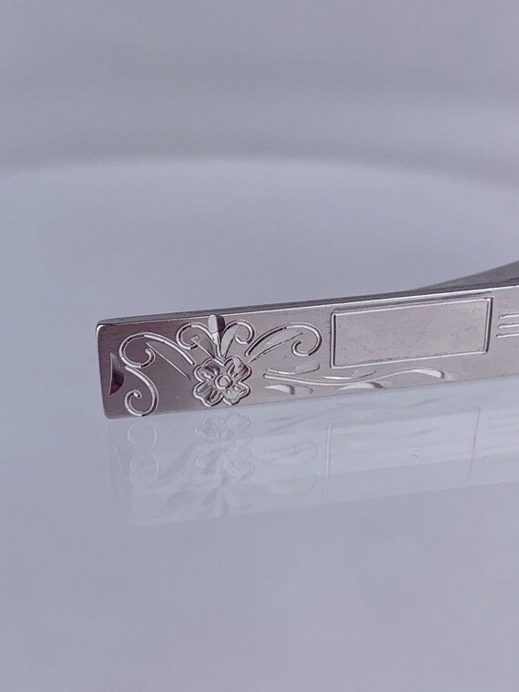 Flower Vine Silver Tone Tie Clip Bar Carved Anson… - image 7