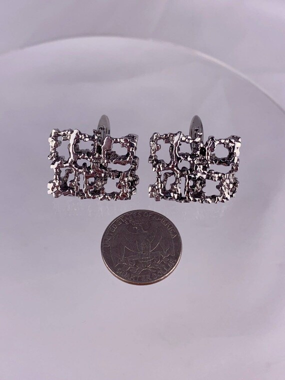 Brutalist Interlocking Squares Cufflinks Silver T… - image 8