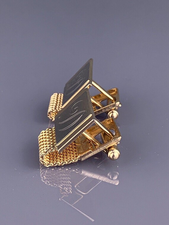 D Initial Cursive Font Cufflinks Wrap Around Gold… - image 4