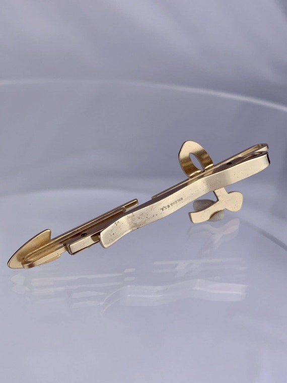 L Initial Gold Tone Tie Clip Bar Arrow Wide Hicko… - image 6