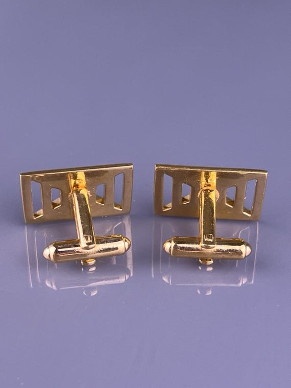 Simple Rectangle Cufflinks Gold Plated Polished F… - image 3