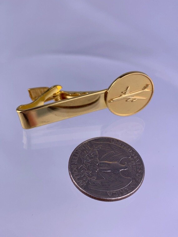 Airplane Aeroplane 14k Gold Plated Tie Clip Bar A… - image 2