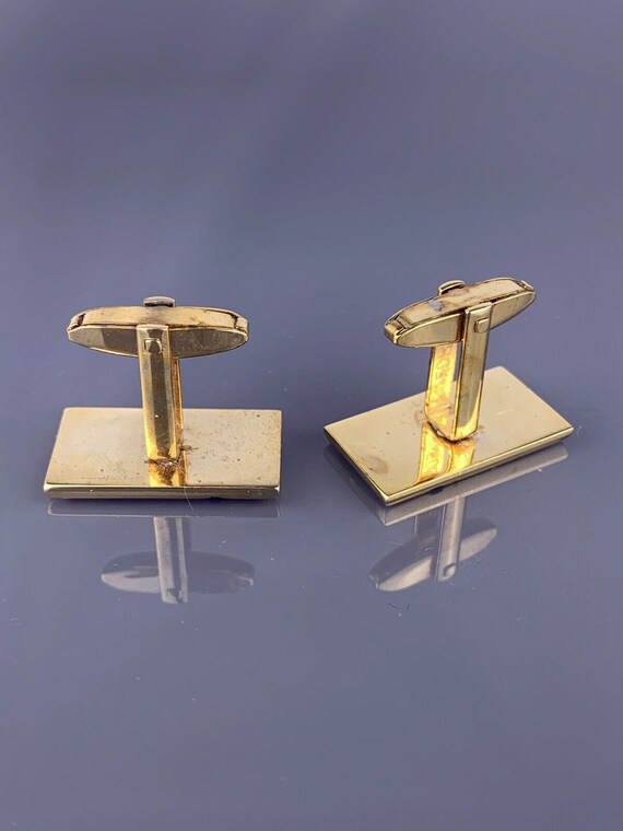 Scroll Star Burst Gold Plated Cufflinks Rectangle… - image 8