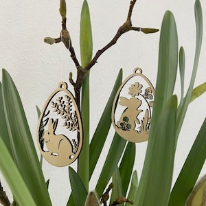 Easter decoration, wooden Easter eggs, eggs Easter pendant, Easter bunny pendant, rabbit decoration, Easter decoration, spring decoration