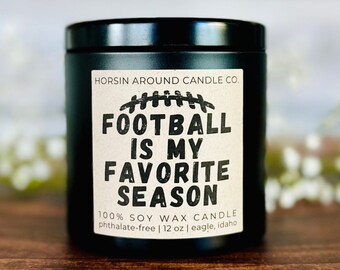 FOOTBALL SEASON CANDLE - Natural Soy Wax Candle || Gift for Football Lovers, Team Mom, Football Coach || Football Mom