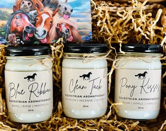 Equestrian Gift Box - Horse Candles || Gift for Horse Lovers || 100% Soy Wax || Hand Poured || Phthalate Free || Horse Scents