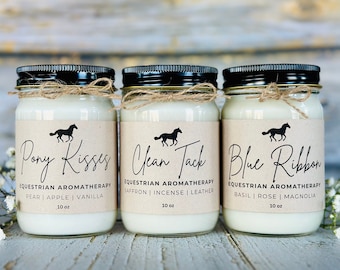 HORSE CANDLE - Gift for Equestrians and Horse Lovers || 100% Soy Wax || Hand Poured || Phthalate Free || Horse Gift || Horse Themed Scents