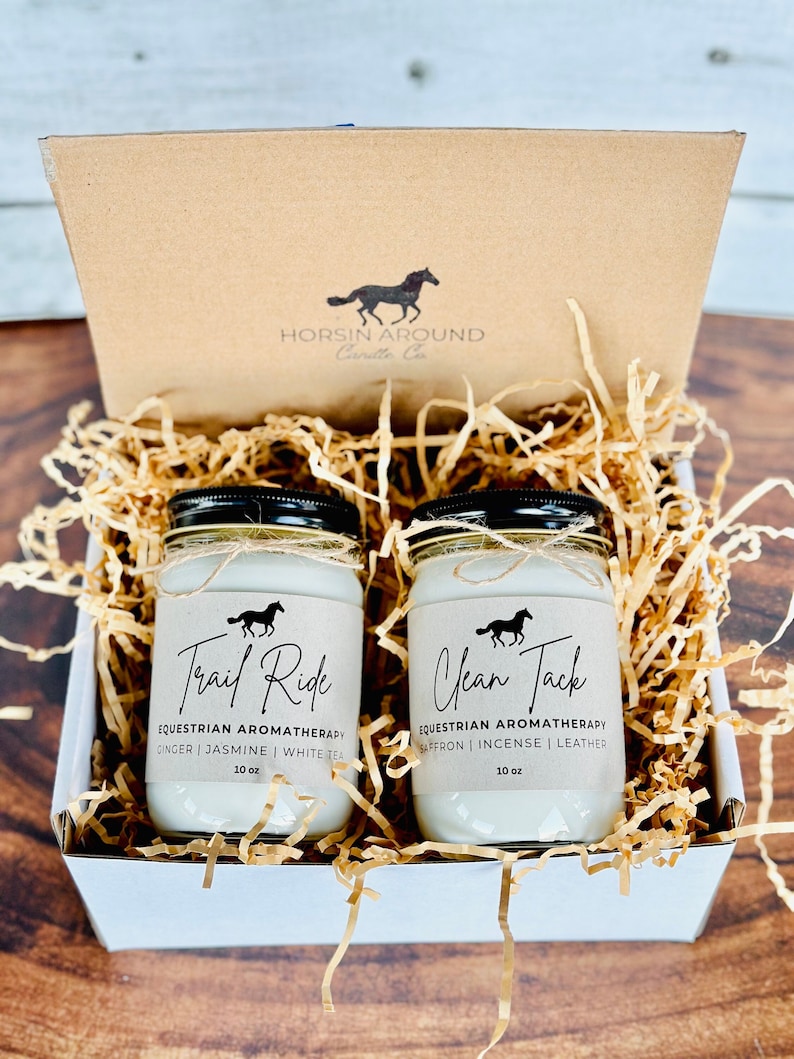 2 horse candles gift box set