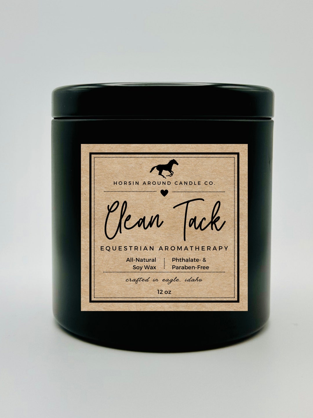 HORSE CANDLE Clean Tack All-natural Soy Wax Candle Hand Poured Gift for ...