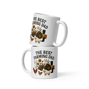 The Best Farming Dad Mug – Funny Farmer Dad Gift | Tractor Coffee Mug | White Glossy Mug | Father’s Day Gift for Farmer | Dad Birthday Idea