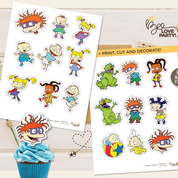 Instant Download Rugrats cupcake topper, Rugrats Cake Topper, Rugrats Party Supplies, Digital File print cut decorate