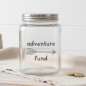 Adventure Fund Jar with Lid – Vacation Savings Jar, Travel Money Bank,