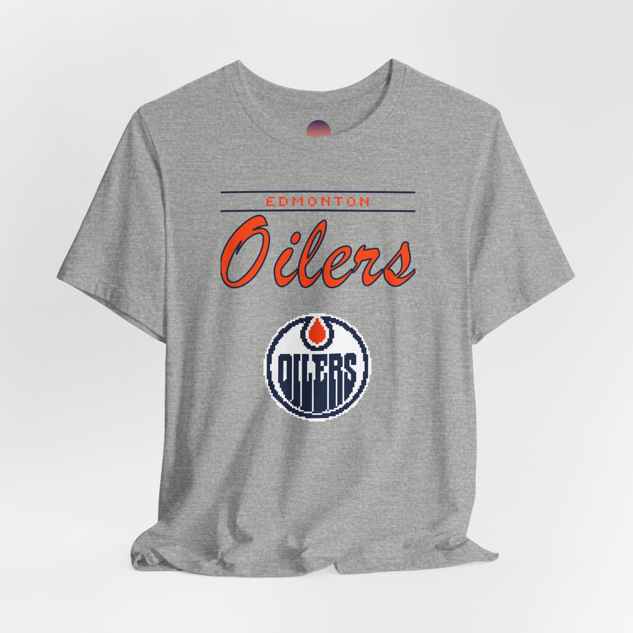 Vintage T-shirt Edmonton Oilers, T-shirt Oilers jaren 90, retro hockeyshirt, Oilers 8-bits, T-shirt Edmonton Oilers, vintage hockey, Unisex