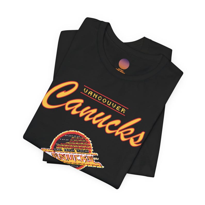 Vintage Vancouver Canucks T-Shirt, Canucks 90s tshirt, Retro hockey shirt, Canucks 8bit, Vancouver Canucks T-Shirt, Vintage hockey, Unisex image 1