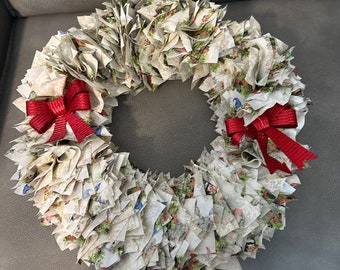 Medium Gnome fabric Wreath,  Circle wreath, Christmas decor, holiday gift, gift for anyone in the family, housewarming, personalized custom