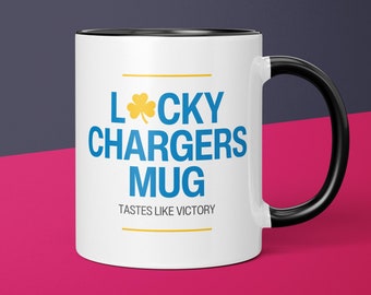 Lucky Chargers Mug Los Angeles Chargers Coffee Cup Gift for Him Husband Coffee Mug Gifts for Dad Chargers Gift for Men Gift for Chargers Fan