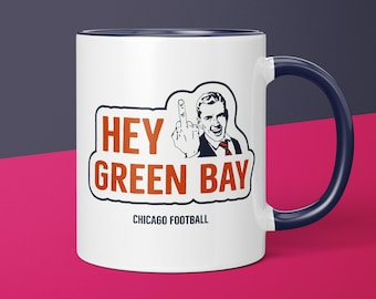Love Chicago Hate Green Bay Mug, Chicago Coffee Cup, Football Rivalry, Funny Chicago Game Day Coffee Mug Gift From Wife, Husband Gift