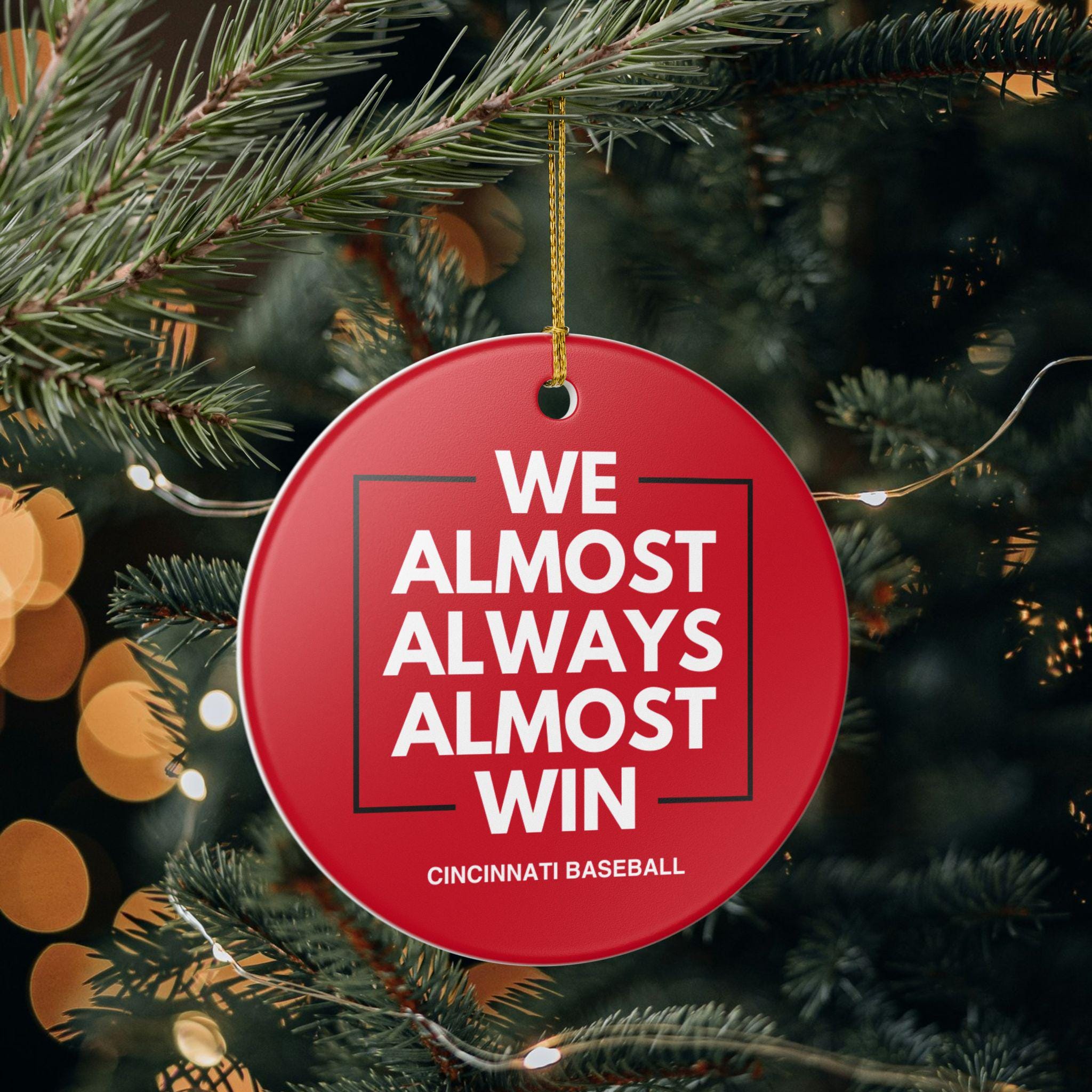 Discover Cincinnati Reds Christmas Ornament Gift for Him Almost Always Win Reds Christmas Gift for Dad Holiday Decoration for Baseball Fan