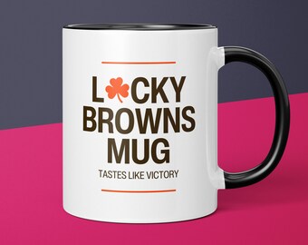 Lucky Browns Mug Cleveland Browns Coffee Cup Gift for Him Husband Coffee Mug Gifts for Dad Ceramic Browns Gift for Men Gift for Browns Fan