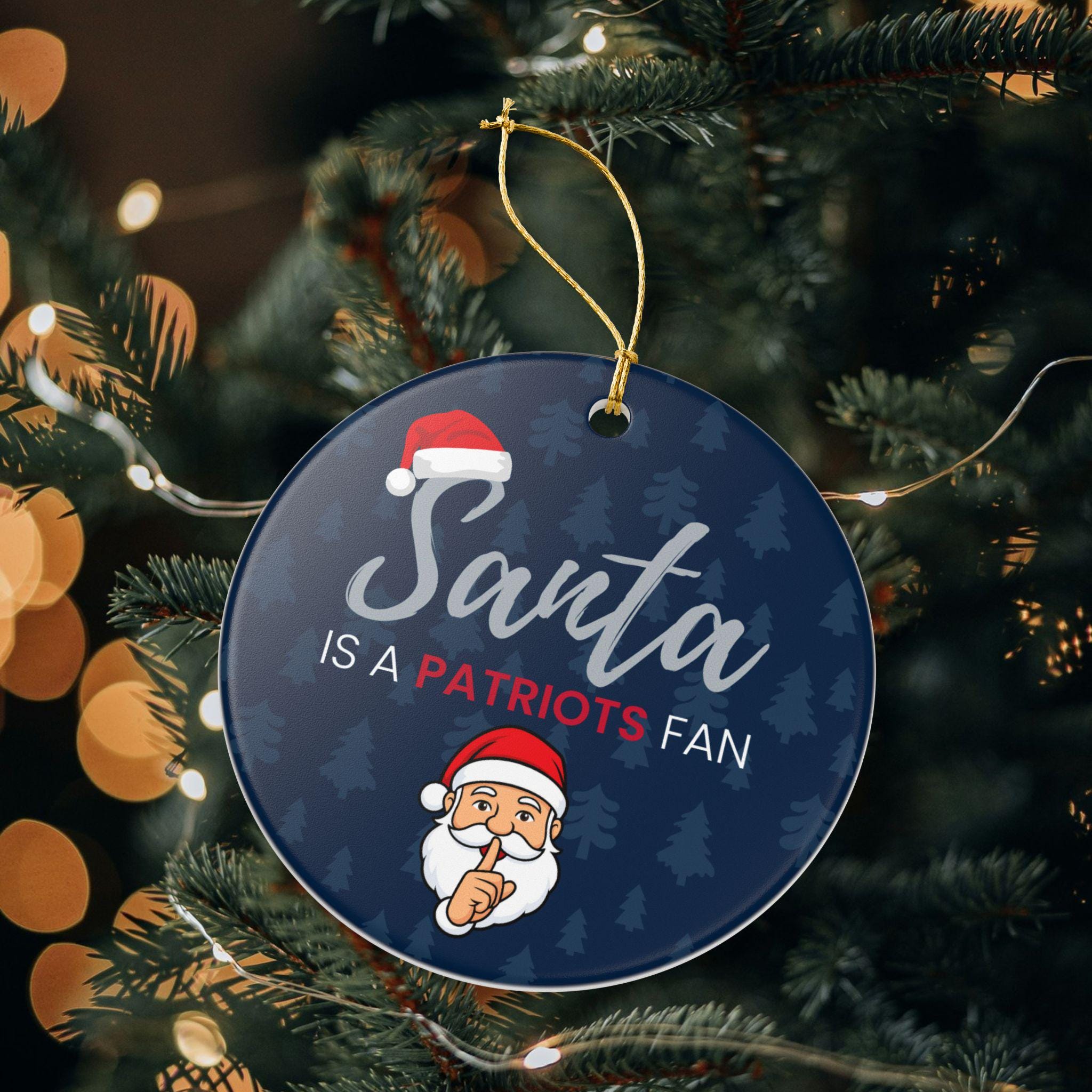 Discover Santa is a New England Patriots Fan Christmas Ornament Gift, Funny Christmas Ornament Patriots Gift, Secret Santa, Patriots Football Decor