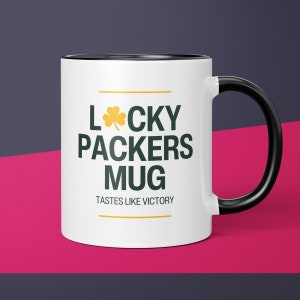 Lucky Packers Mug Green Bay Packers Coffee Cup Gift for Him Husband Coffee Mug Gifts for Dad Packers Gift for Men Gift for Packers Fan