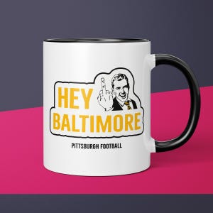Love Pittsburgh Hate Baltimore Mug, Pittsburgh Coffee Cup, Football Rivalry, Funny Pittsburgh Game Day Coffee Mug Gift From Wife, Husband