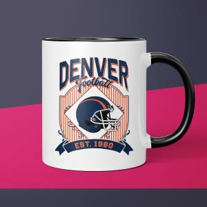 Broncos Coffee Cup Mug, 11oz Ceramic Vintage Style Denver Broncos Football Gift for Women, Retro Broncos Stocking Stuffer Gift for Her