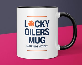 Lucky Oilers Mug Edmonton Oilers Coffee Cup Gift for Him Husband Coffee Mug Gifts for Dad Oilers Gift for Men Gift for Oilers Fan